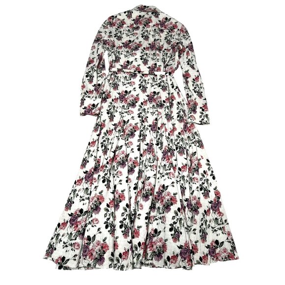 Emilia Wickstead Marion Belted Pleated Cotton-Blend Moire Midi Dress in White - Picture 4 of 5